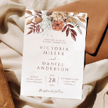 Terracotta Rust Flowers Boho Fall Earthy Bröllop Inbjudningar<br><div class="desc">Moderna bröllopsinbjudningar i Böhmen stil med vattenfärgade blommor och höst löv i ördiga toner som rostbrunt,  brinnande orange och terracotta. Valet av perfekt för bröllop under hösten.</div>