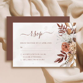 Terracotta Rust Flowers Boho Fall Foliage Bröllop OSA Kort