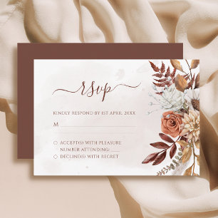 Terracotta Rust Flowers Boho Fall Foliage Bröllop OSA Kort