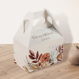 Terracotta Rust Flowers Boho Fall Foliage Bröllop Presentaskar