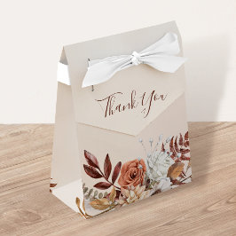 Terracotta Rust Flowers Boho Fall Foliage Bröllop Presentaskar