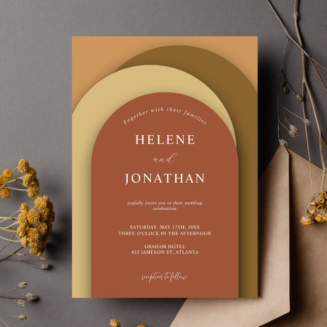 Terracotta Rust Modern minimalist Elegant bröllop Inbjudningar (Terracotta Rust Modern Minimalist Elegant Wedding Invitation)