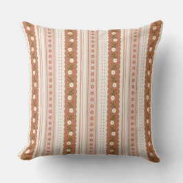 Terracotta Rust Scallop Floral Stripe Boho Kudde