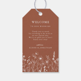 Terracotta Rustic Blommigt Fall Wildblomma Bröllop Presentetikett