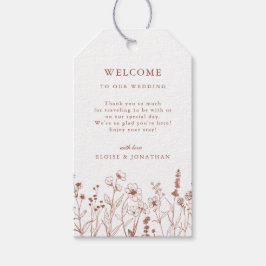 Terracotta Rustic Blommigt Fall Wildblomma Bröllop Presentetikett