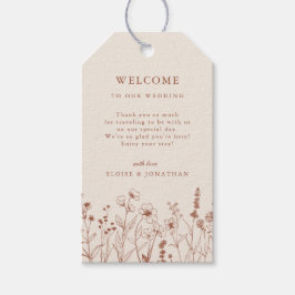 Terracotta Rustic Blommigt Fall Wildblomma Bröllop Presentetikett