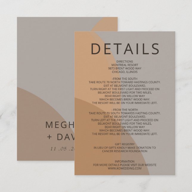 Terracotta Rustic Boho Arch Modern Bröllop Tilläggskort (Fram/baksida)