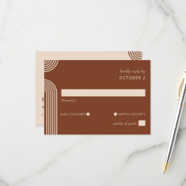 Terracotta Rustic Boho Arched Modern Bröllop OSA Kort