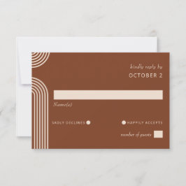 Terracotta Rustic Boho Arched Modern Bröllop OSA Kort