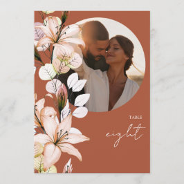 Terracotta Rustic Boho Blommigt Photo Bordsnummer