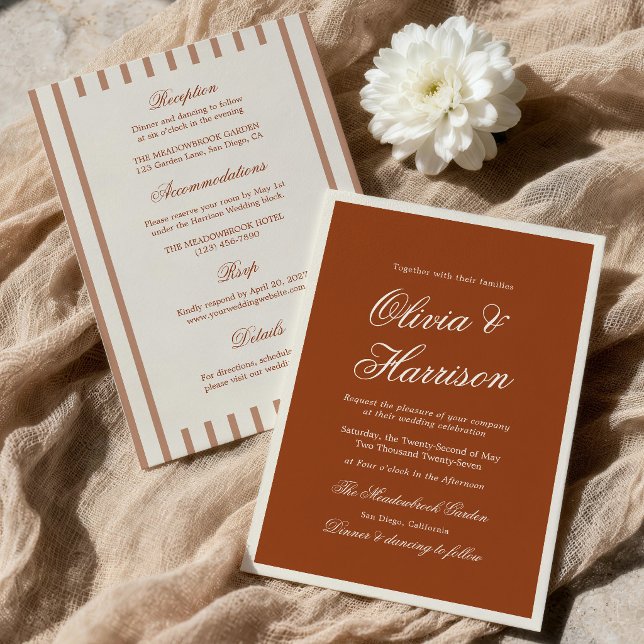 Terracotta Rustic Chic Modern Wedding Invitation Inbjudningar (Skapare uppladdad)