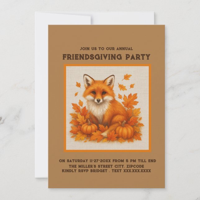 terracotta rustic Friendsgiving Pumpkin Fox party (Framsida)