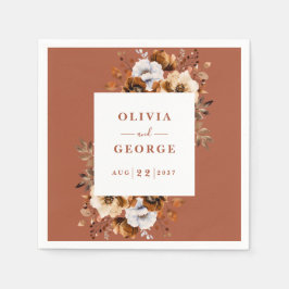 Terracotta Rustic Land Blommigt Bröllop Napkin Pappersservett