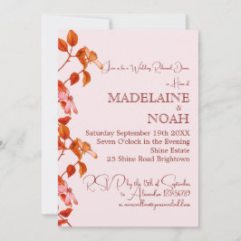 Terracotta Rustic Orange Rosa Bröllop Rehearsal Inbjudningar