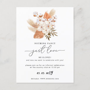 Terracotta Rustic Pampas Grass Wedding Reception C Vykort