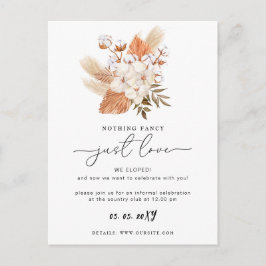 Terracotta Rustic Pampas Grass Wedding Reception C Vykort