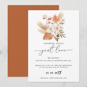 Terracotta Rustic Pampas Grass Wedding Reception Kort