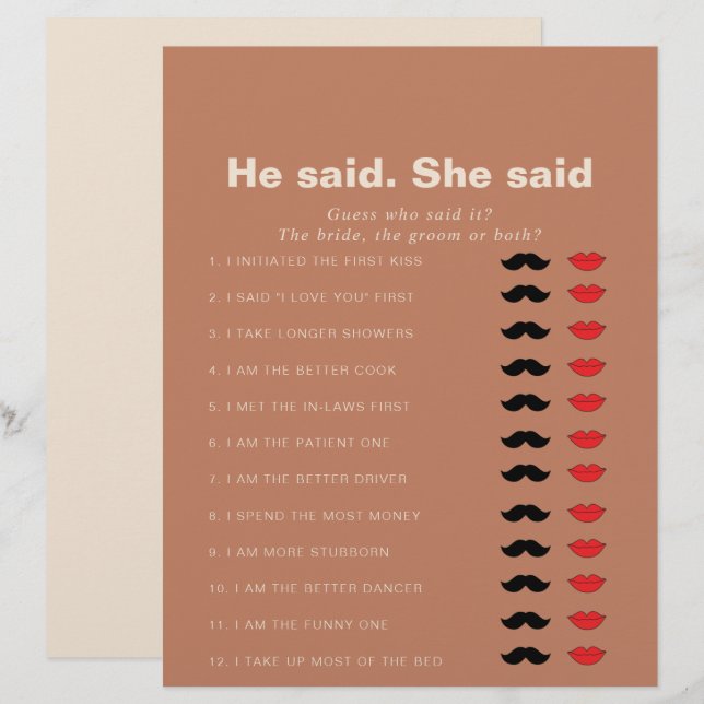 Terracotta sa att hon sa Möhippa Game (Fram/baksida)