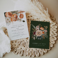 Terracotta Sage Boho Blommigt bröllopsinbjudan