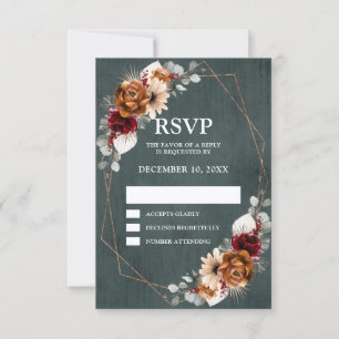Terracotta Sage Burgundy Greenery Geometric Weddin OSA Kort