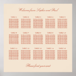 Terracotta Script 15 Bord Bröllop Plats Poster
