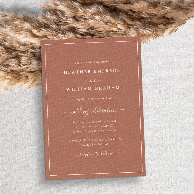 Terracotta Script Bröllop Inbjudningar (Skapare uppladdad)