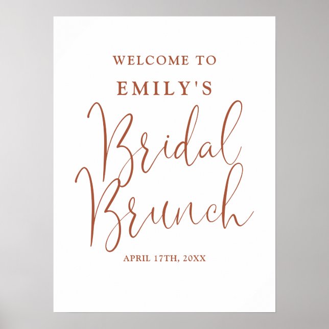 Terracotta Script Bröllopsbrunch Välkomstskylt Poster (Framsidan)
