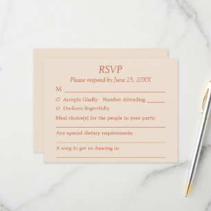 Terracotta Script Guest Choices-Bröllop OSA Kort