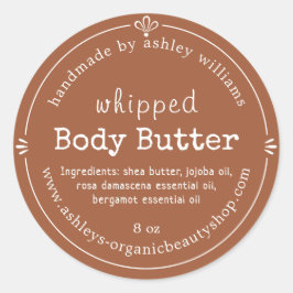 TerraCotta Script Handmade Body Butter Label Runt Klistermärke
