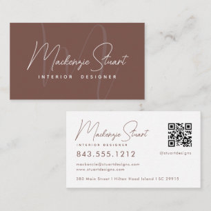 Terracotta Script QR Code Modern Elegant Visitkort