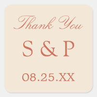 Terracotta Script Wedding Favor Sticker