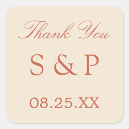 Terracotta Script Wedding Favor Sticker Fyrkantigt Klistermärke