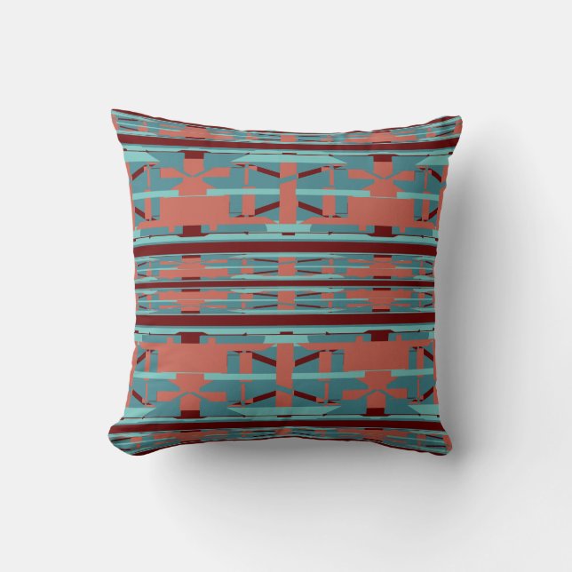 Terracotta Seafoam Teal Burgundy Southwest look Kudde (Framsida)