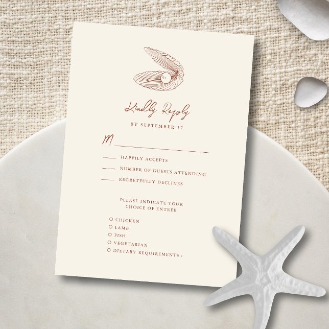 Terracotta Seashell Beach Destination Wedding OSA Kort (Skapare uppladdad)