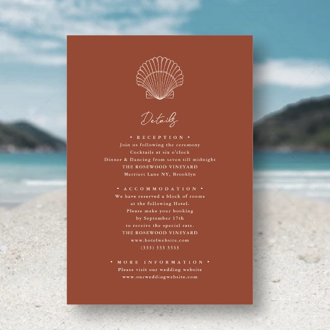 Terracotta Seashell Beach Destination Wedding Tilläggskort (Skapare uppladdad)