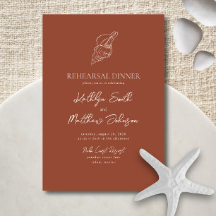 Terracotta Seashell Beach Ocean Rehearsal Dinner Inbjudningar