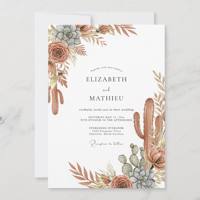 Terracotta Serene Southwestern Wedding Inbjudningar (Framsida)