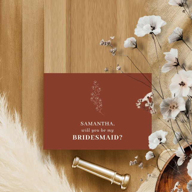 Terracotta Simple Blommigt Kommer du att bli min b Inbjudningar (Skapare uppladdad)