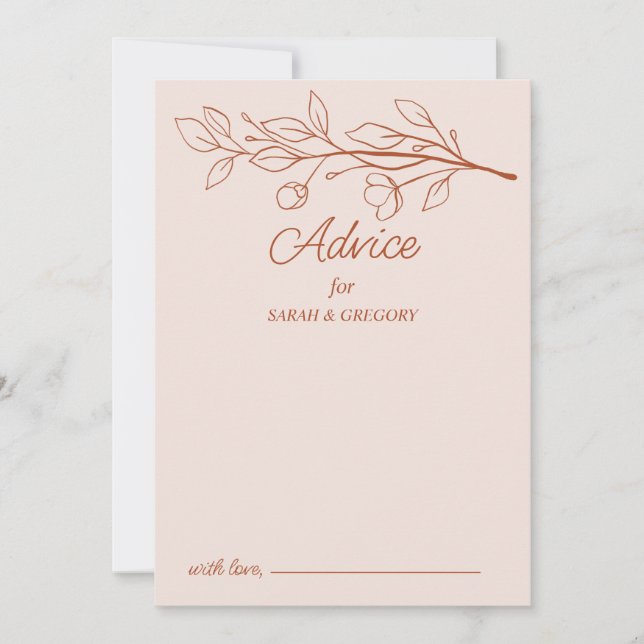 Terracotta Simple Boho Blommigt Bröllop Advice Inbjudningar (Framsida)