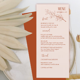 Terracotta Simple Boho Blommigt Bröllop Menu Meny
