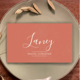 Terracotta Simple Boho QR Code Beauty Professional Visitkort