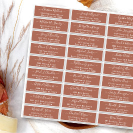 Terracotta Simple Bröllop Guest Adressetiketter Klistermärken