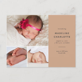 Terracotta Simple Multi-Photo Birth Notice Vykort