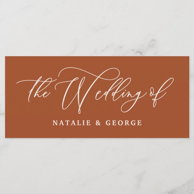 Terracotta skriver bröllop i tecknet meny (Framsida)