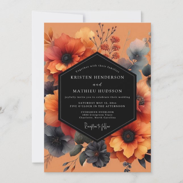 Terracotta Slate Bloom Wedding Inbjudningar (Framsida)