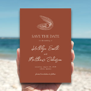 Terracotta Snäcka Beach Ocean Destination Wedding Spara Datumet
