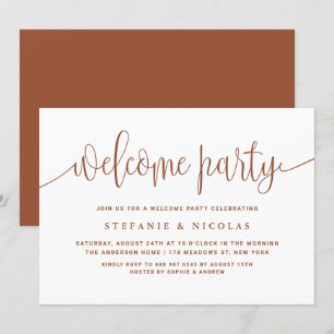 Terracotta Söt Calligraphy Välkommen Party Inbjudningar
