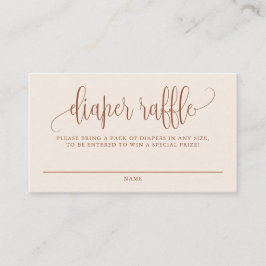 Terracotta Söt Script Boho Diaper Raffle Card Placeringskort