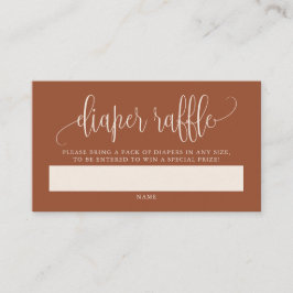 Terracotta Söt Script Diaper Raffle Card Placeringskort