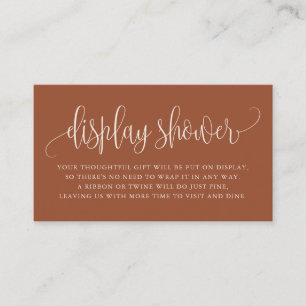 Terracotta Söt Script Visning Shower Card Placeringskort